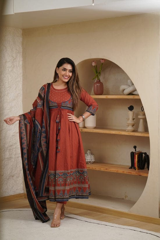 lightens the soul cotton anarkali set