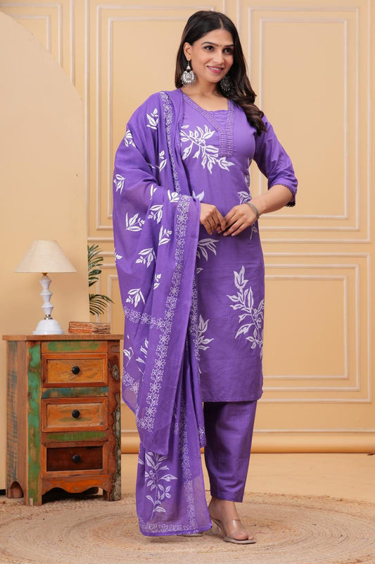 Purple Buy women printed pure cotton straight  kurta_