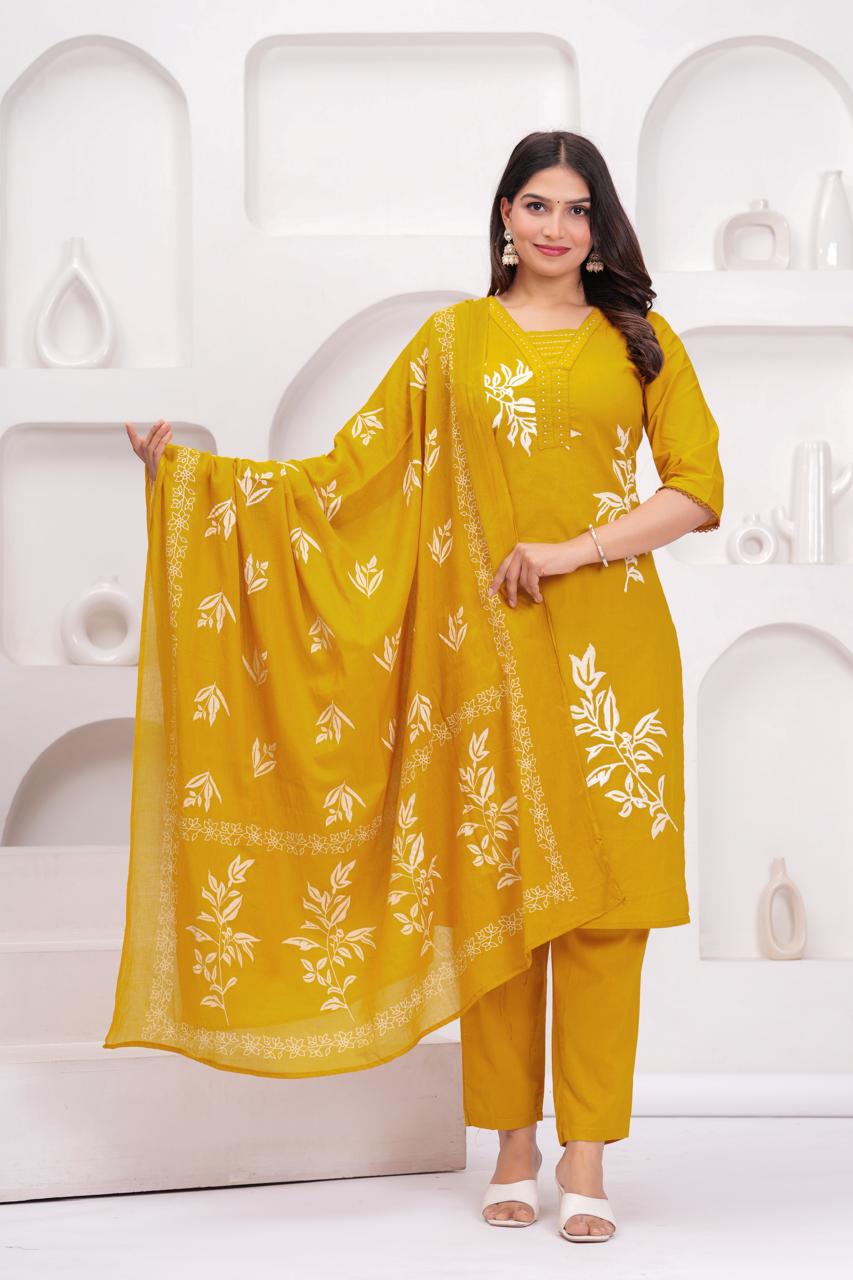 Yellow Buy women printed Pure Cotton Straight Kurta_