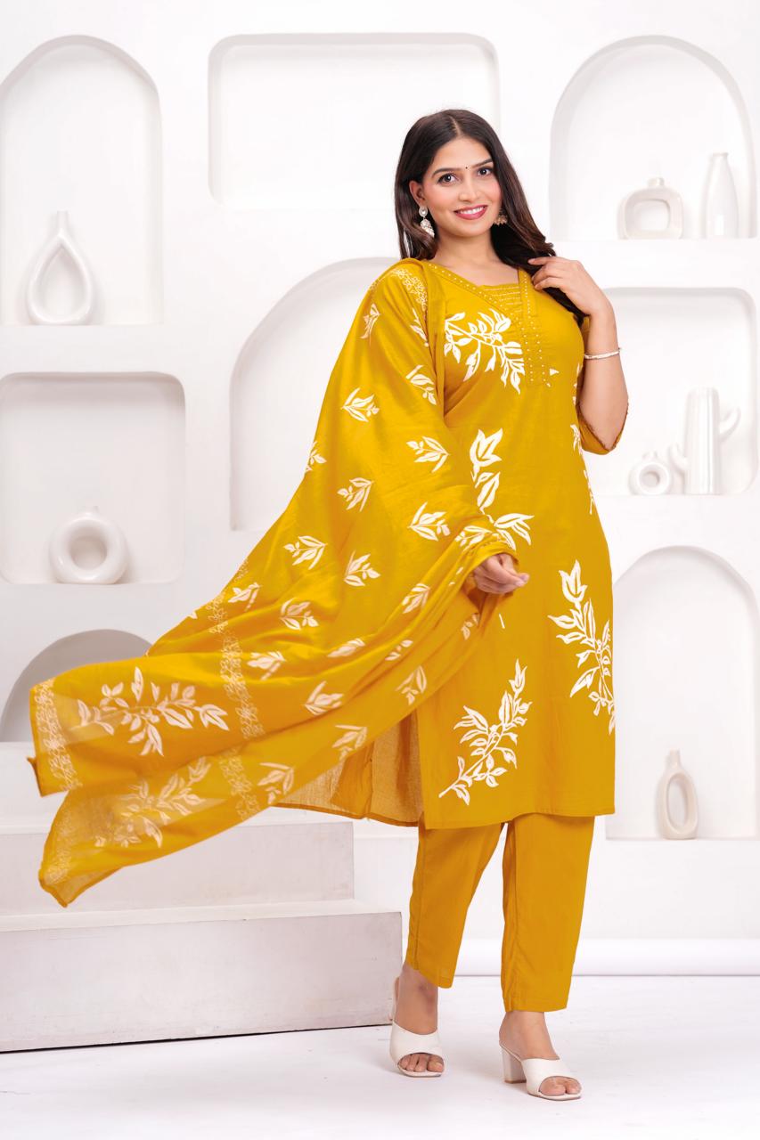 Yellow Buy women printed Pure Cotton Straight Kurta_