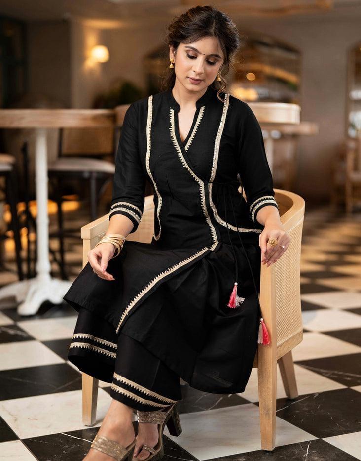 Black Kurti Dress with Lace Work