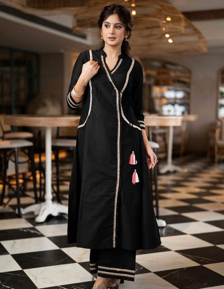 Black Kurti Dress with Lace Work