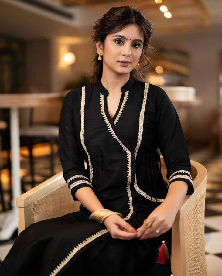 Black Kurti Dress with Lace Work