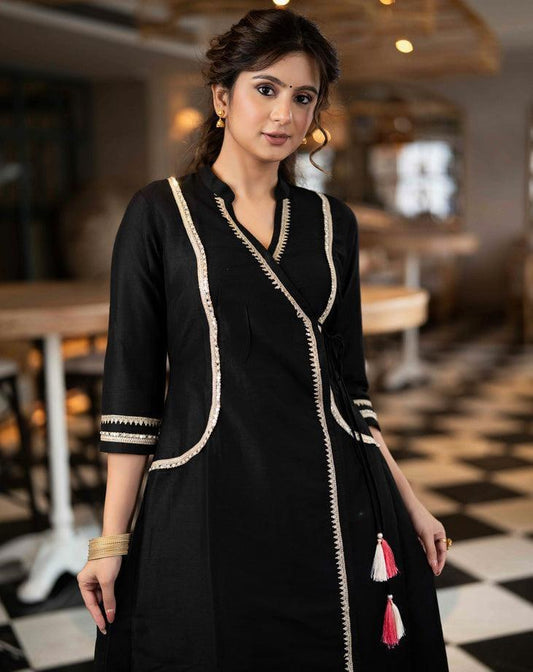 Black Kurti Dress with Lace Work